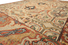 8x10 Beige, Rust, Sage Color Hand Knotted Oushak 100% Wool  Oriental Rug