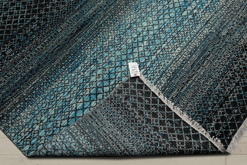 8x10 Blue, Charcoal, Aqua Color Hand Knotted  100% Wool Modern Oriental Rug