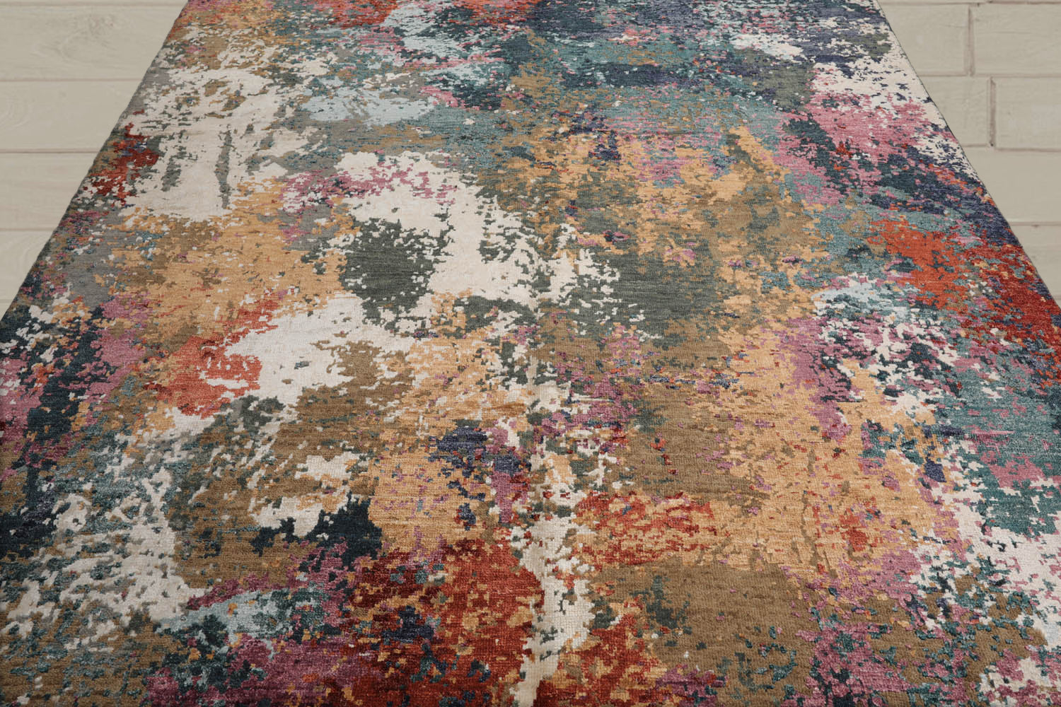 8x10 Beige, Tan, Brown Color Hand Knotted Tibetan Wool & Silk Modern Oriental Rug