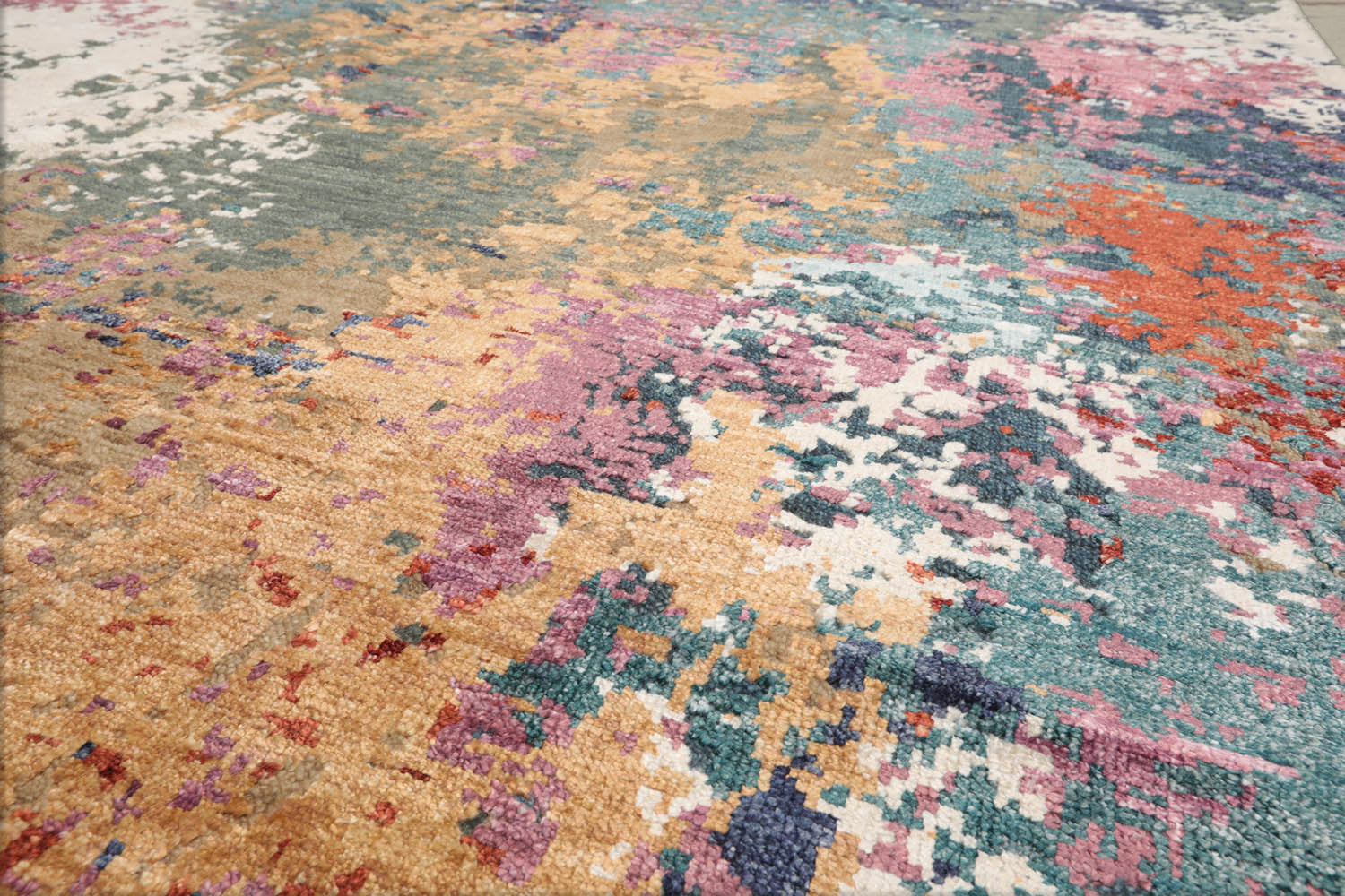 8x10 Beige, Tan, Brown Color Hand Knotted Tibetan Wool & Silk Modern Oriental Rug
