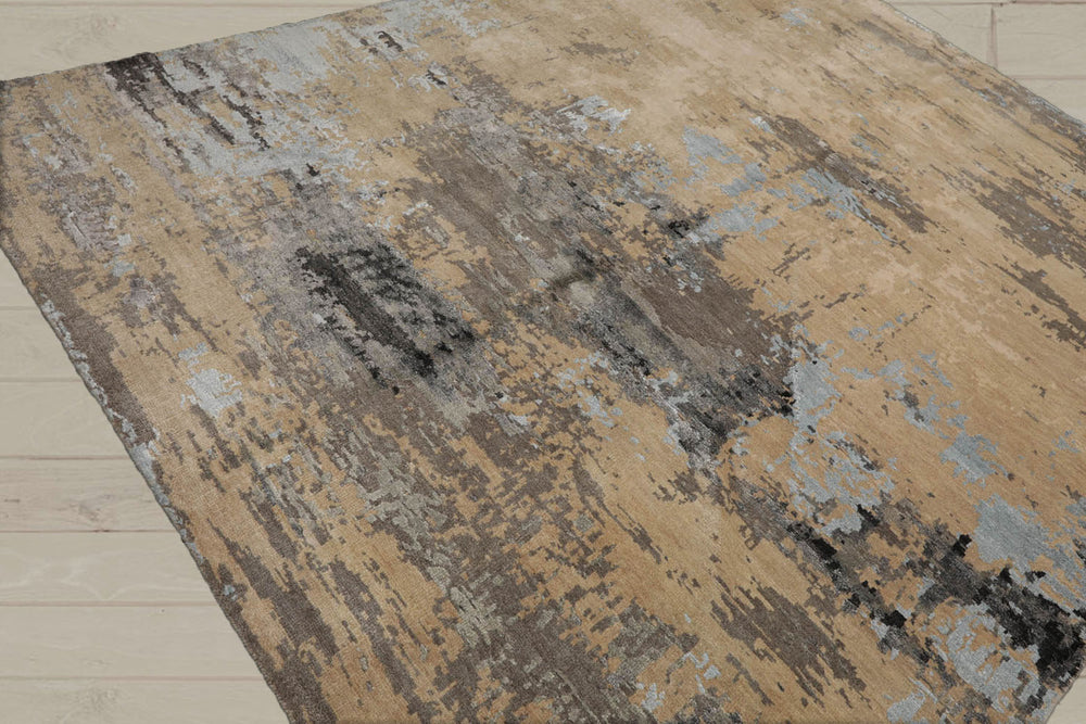 8x10 Beige, Tan, Gray Color Hand Knotted Tibetan Wool Modern Oriental Rug