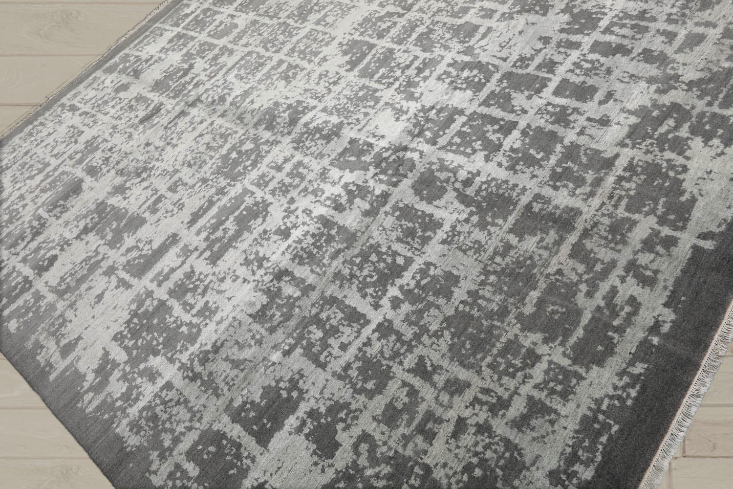 8x10 Tone on Tone Gray, , Color Hand Knotted Tibetan Wool & Silk Modern Oriental Rug