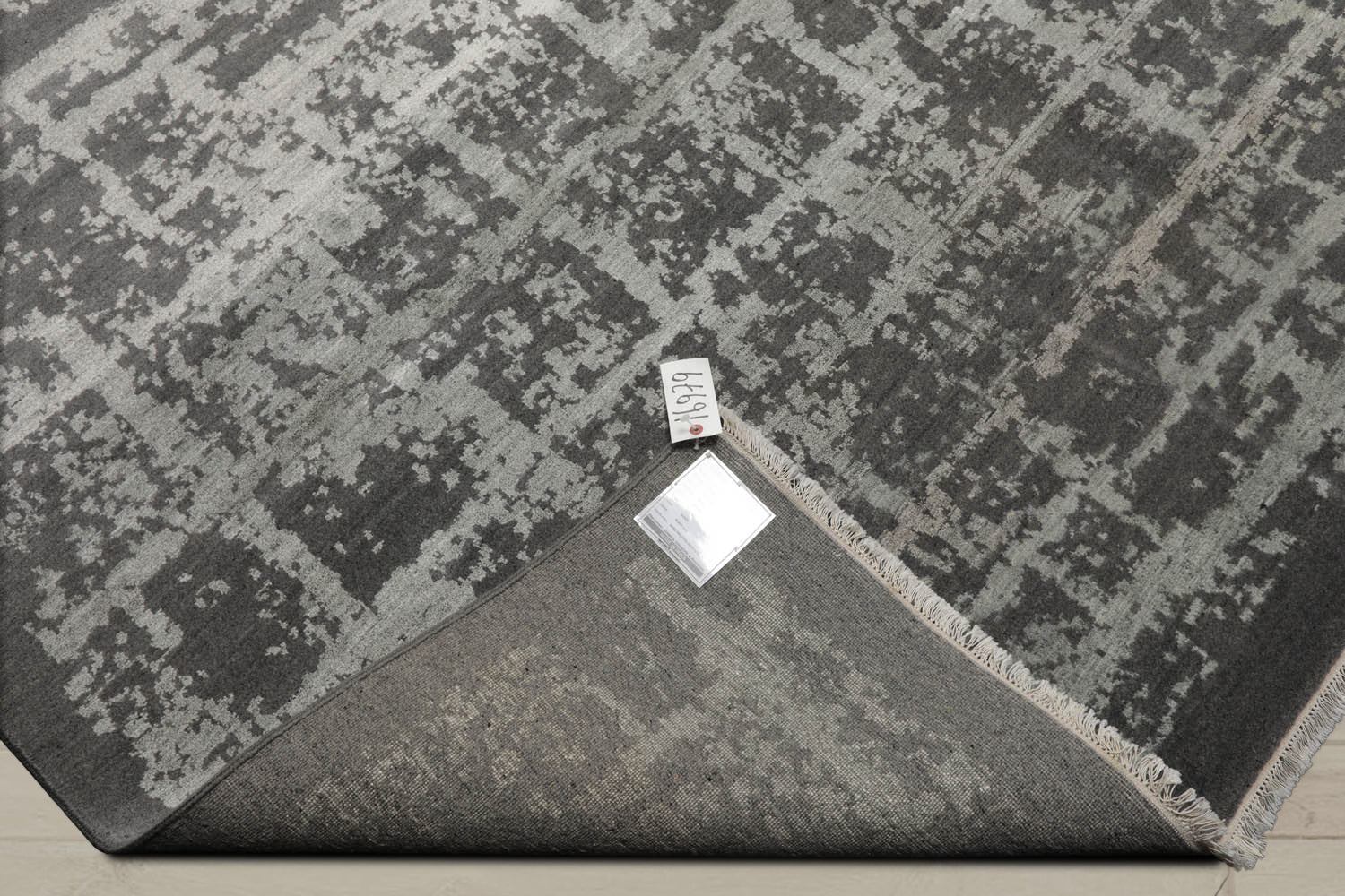 8x10 Tone on Tone Gray, , Color Hand Knotted Tibetan Wool & Silk Modern Oriental Rug
