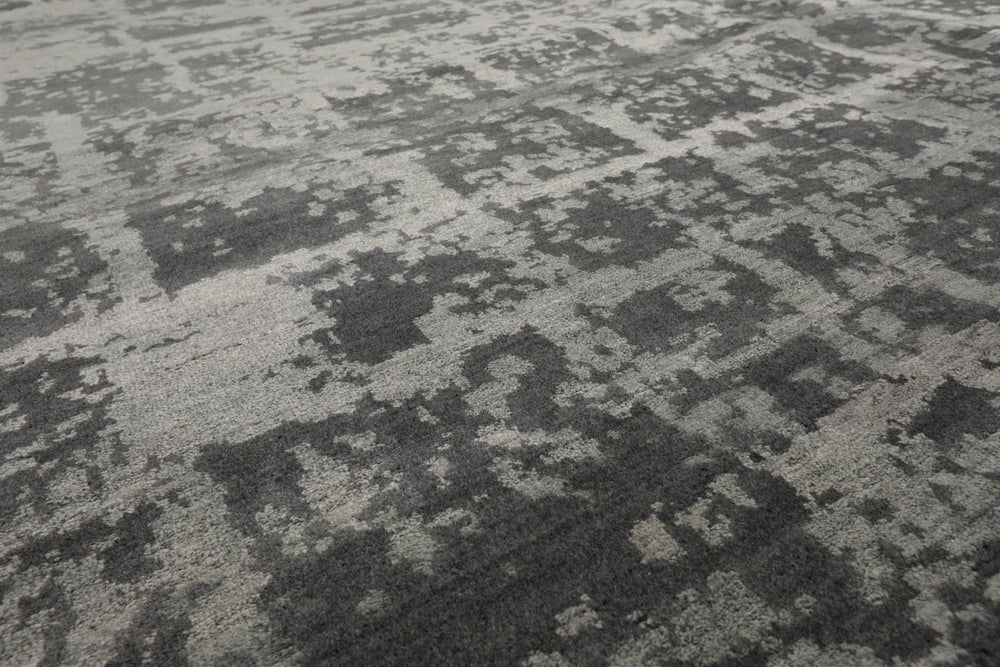 8x10 Tone on Tone Gray, , Color Hand Knotted Tibetan Wool & Silk Modern Oriental Rug