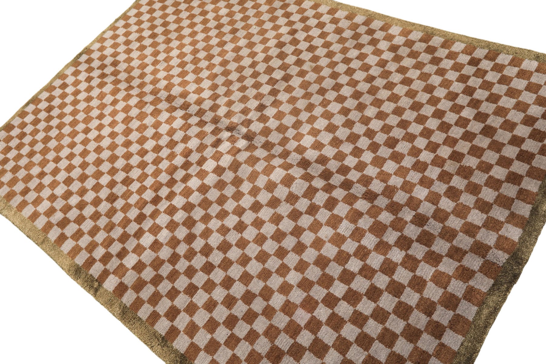 5x7 Gray, Brown, Sage Color Hand Knotted Tibetan Wool & Silk Moden & Contemporary Oriental Rug