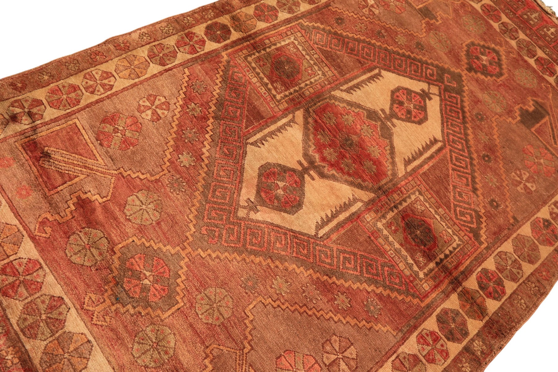 5x8 Rust, Beige, Rose Color Hand Knotted Turkish Oushak Wool Traditional Oriental Rug