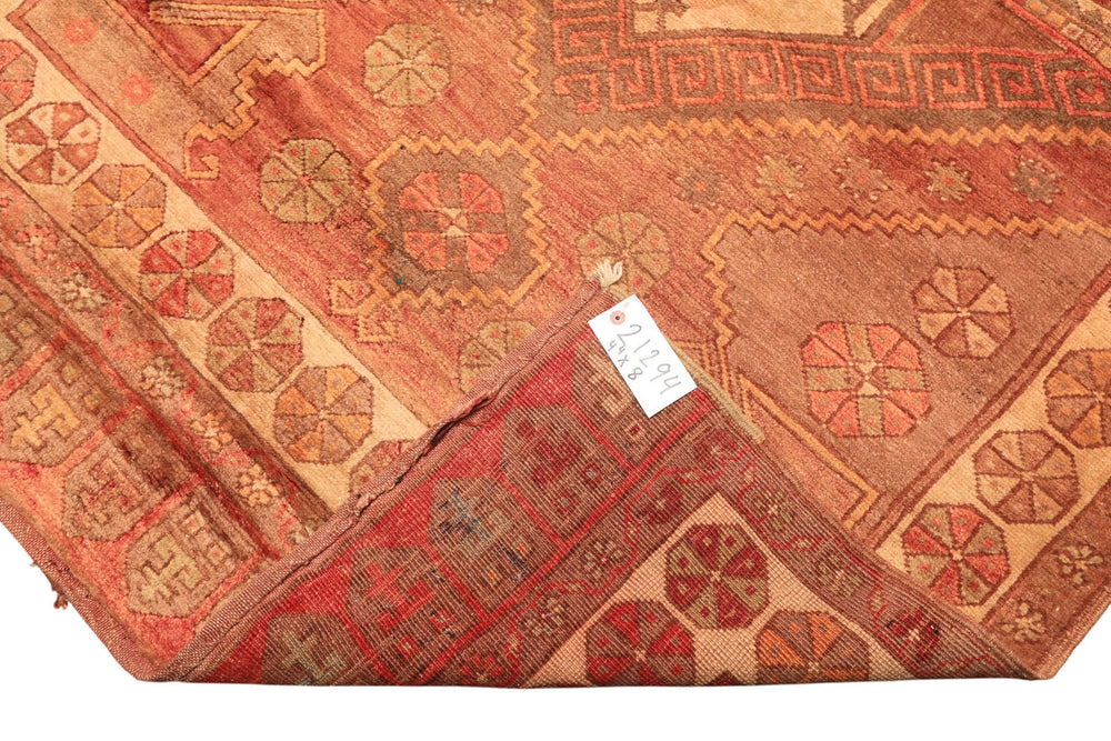 5x8 Rust, Beige, Rose Color Hand Knotted Turkish Oushak Wool Traditional Oriental Rug