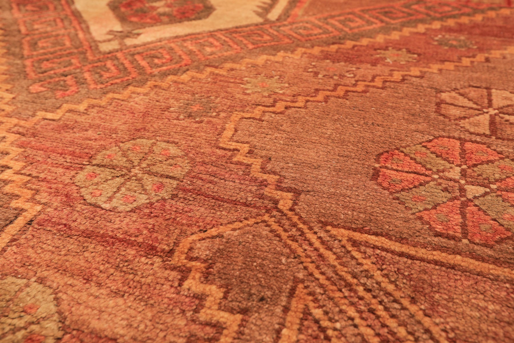 5x8 Rust, Beige, Rose Color Hand Knotted Turkish Oushak Wool Traditional Oriental Rug