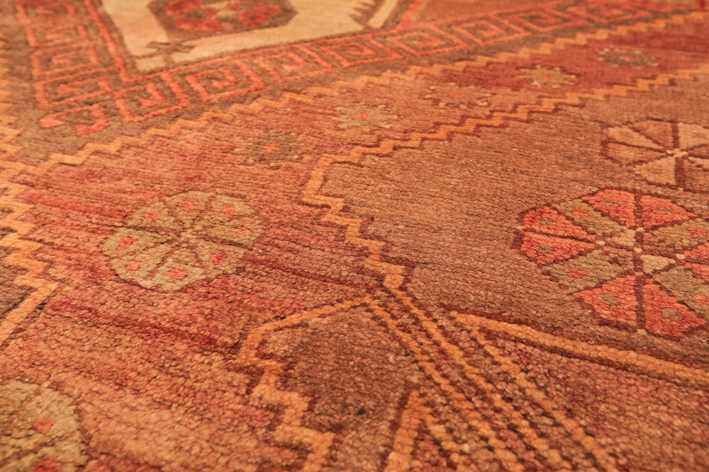 5x8 Rust, Beige, Rose Color Hand Knotted Turkish Oushak Wool Traditional Oriental Rug