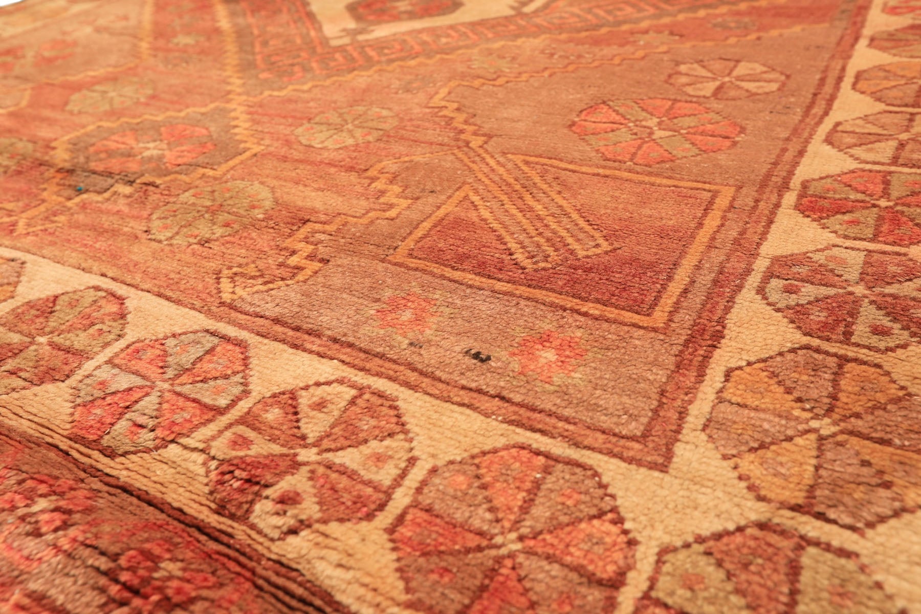 5x8 Rust, Beige, Rose Color Hand Knotted Turkish Oushak Wool Traditional Oriental Rug