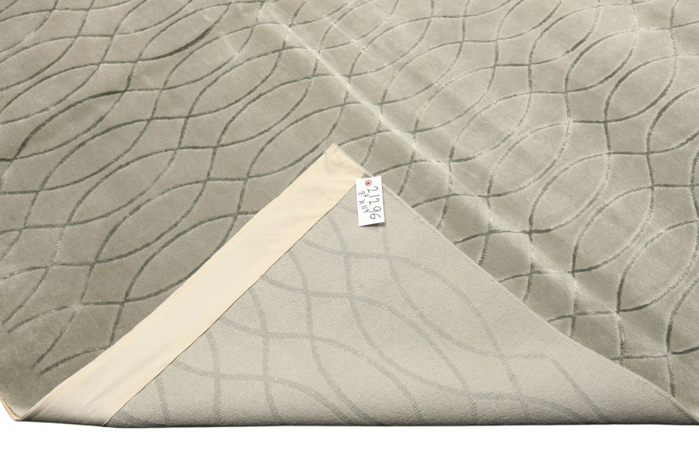 9x12 Tone on Tone Faded Seafoam, , Color Hand Knotted Tibetan Wool & Pure Silk Modern & Contemporay Oriental Rug