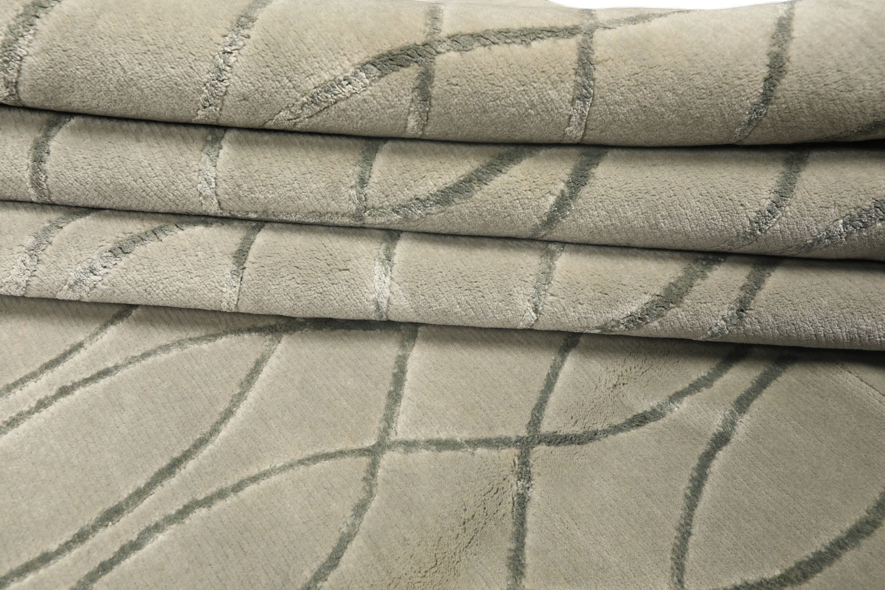 9x12 Tone on Tone Faded Seafoam, , Color Hand Knotted Tibetan Wool & Pure Silk Modern & Contemporay Oriental Rug