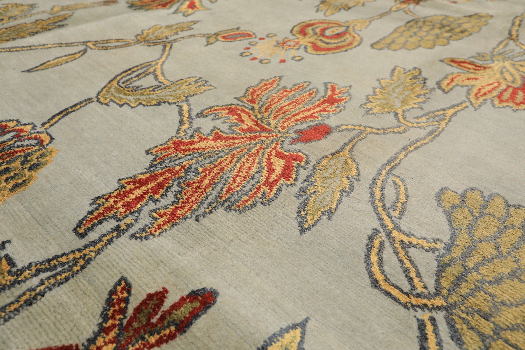 8x10 Aqua, Burnt Orange, Gold Color Hand Knotted Tibetan Wool & Pure Silk Traditional Oriental Rug