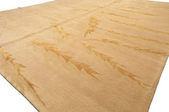 8x10 Tan, Gold, Gray Color Hand Knotted Tibetan Wool & Pure Silk Transitional Oriental Rug