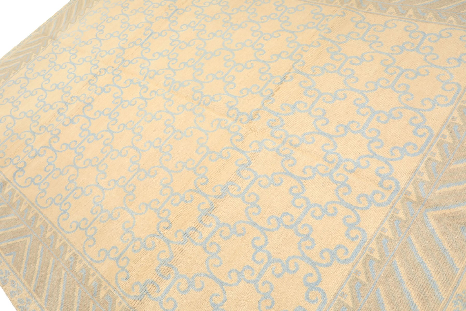 8x10 Ivory, Beige, Taupe Color Hand Knotted Tibetan Wool Transitional Oriental Rug