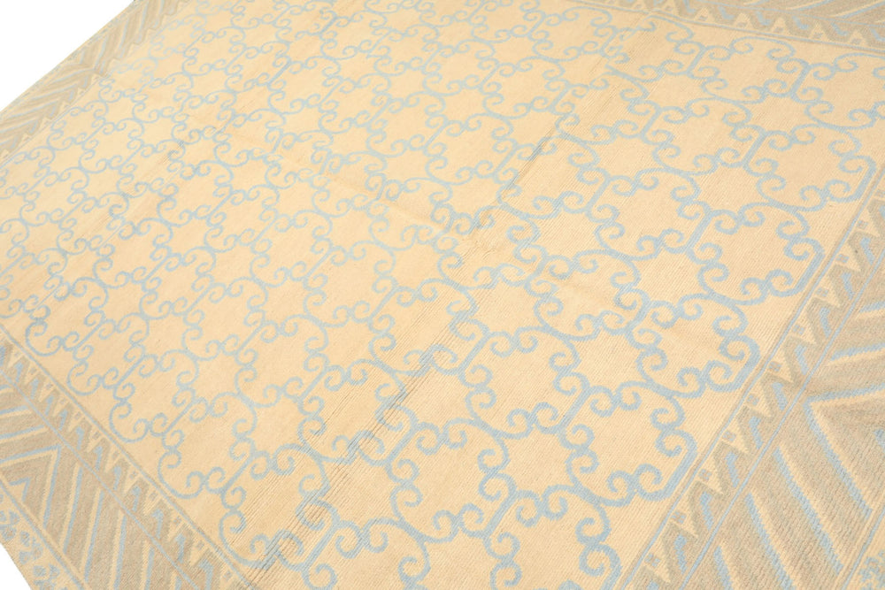 8x10 Ivory, Beige, Taupe Color Hand Knotted Tibetan Wool Transitional Oriental Rug