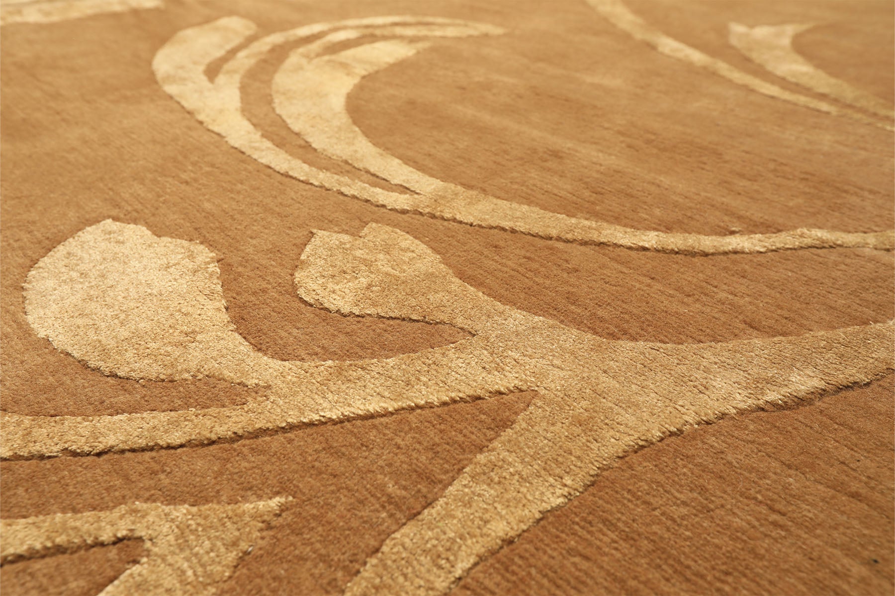 8x10 Tone on Tone Gold, , Color Hand Knotted Tibetan Wool & Pure Silk Transitional Oriental Rug