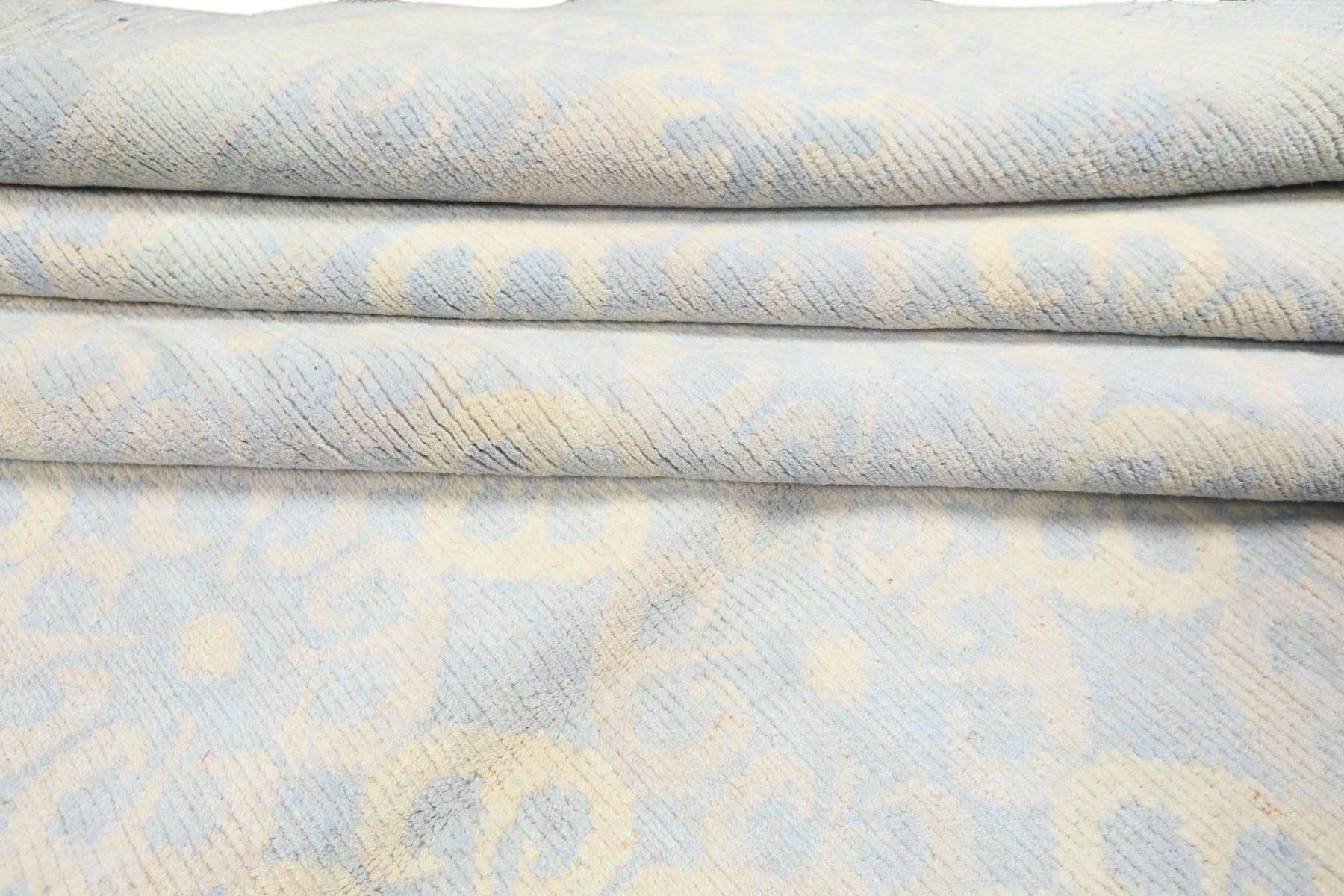 8x10 Blue, Ivory, Seafoam Color Hand Knotted Tibetan Wool Transitional Oriental Rug