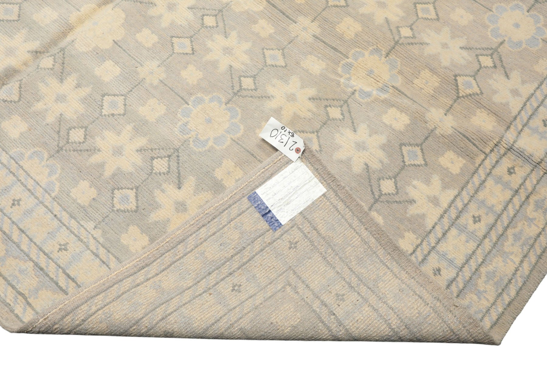 8x10 Gray, Ivory, Slate Color Hand Knotted Tibetan Wool Transitional Oriental Rug
