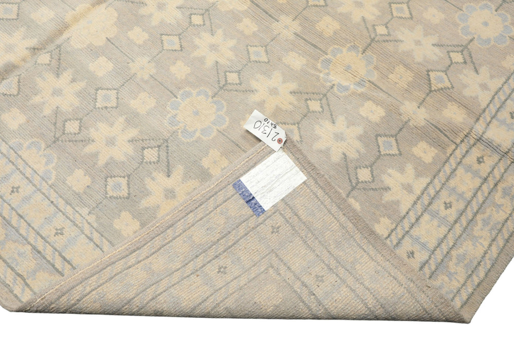 8x10 Gray, Ivory, Slate Color Hand Knotted Tibetan Wool Transitional Oriental Rug