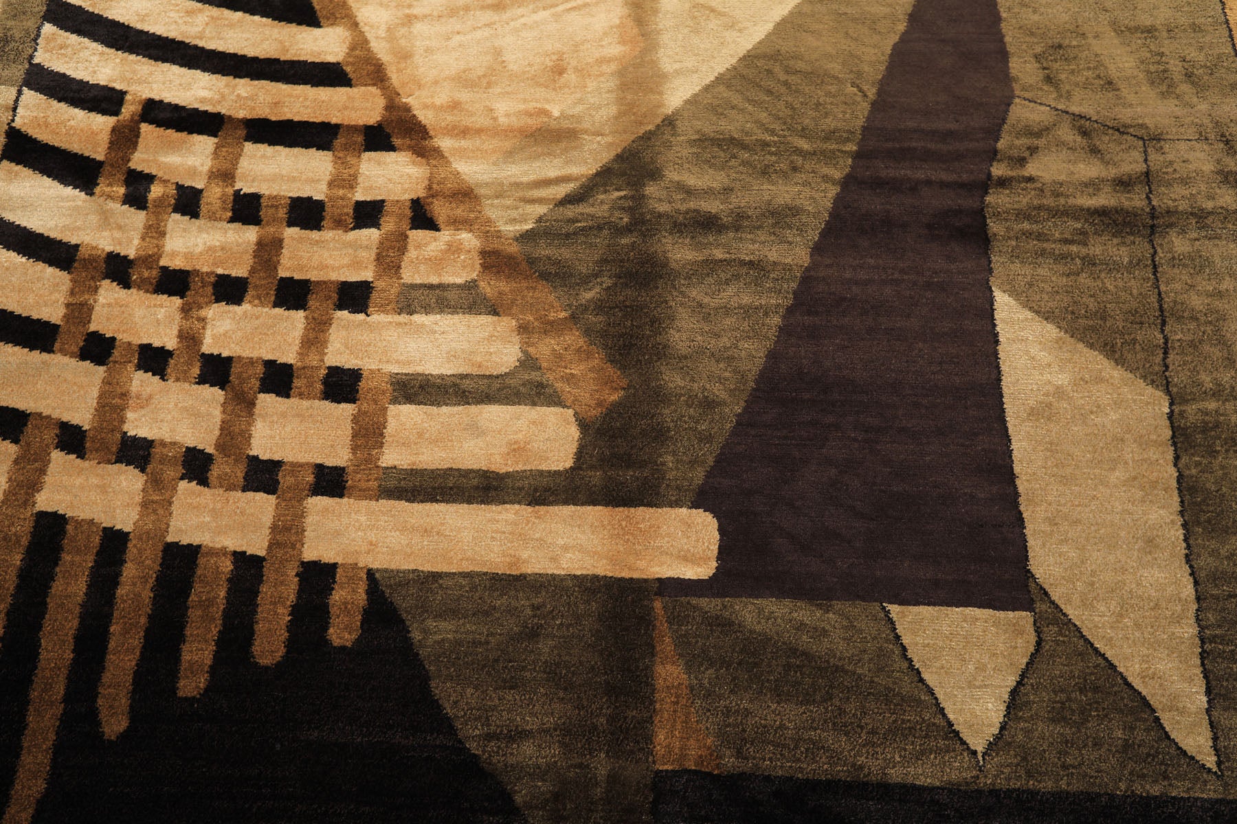 8x10 Charcoal, Olive, Green Color Hand Knotted Tibetan Wool & Pure Silk  Oriental Rug
