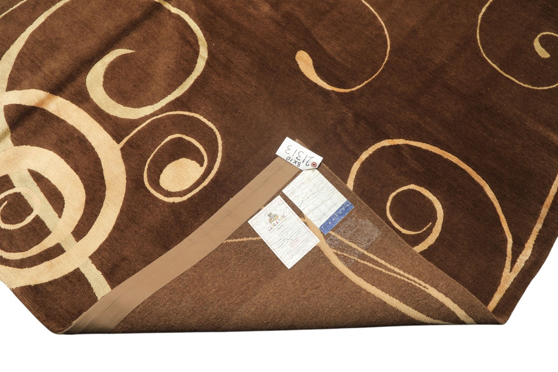 8x10 Brown, Gold, Color Hand Knotted Tibetan Wool & Pure Silk Modern & Contemporay Oriental Rug