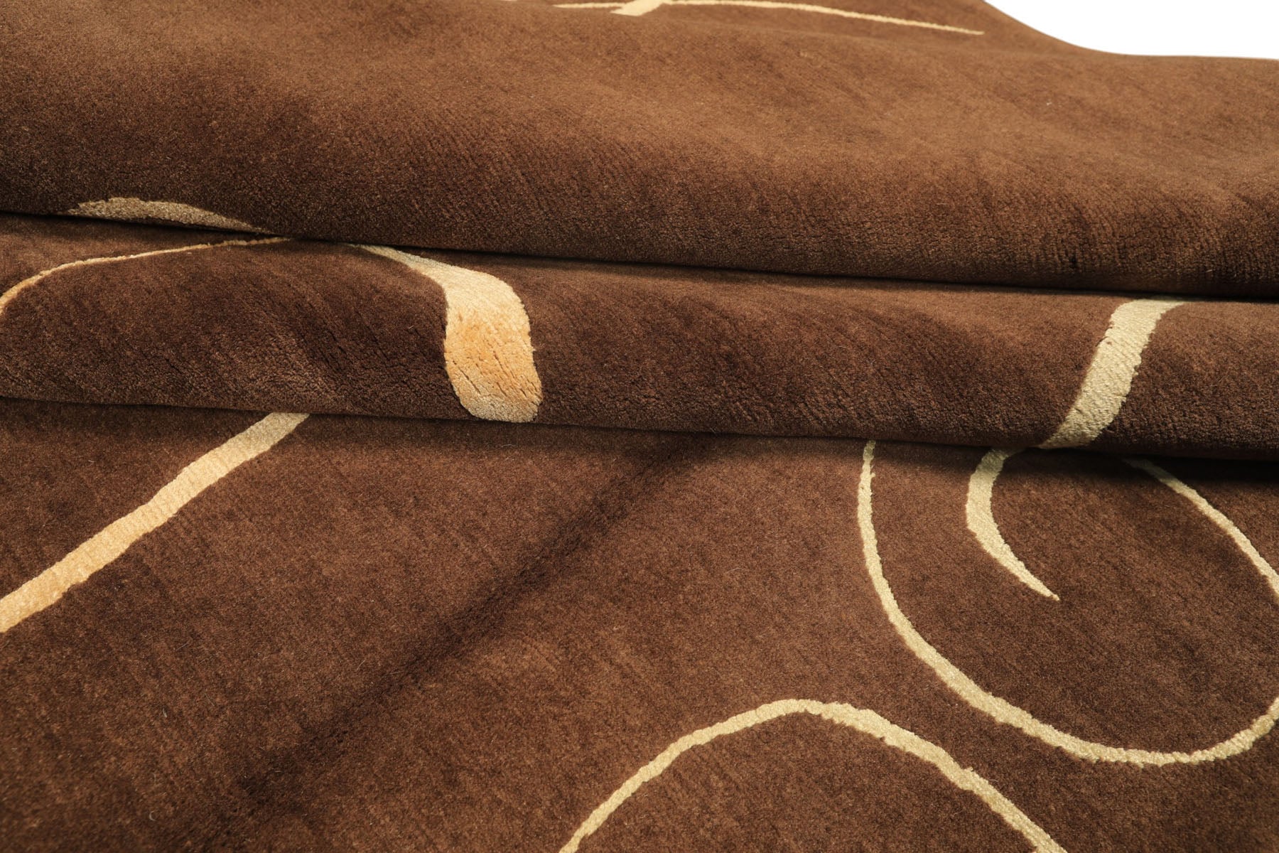 8x10 Brown, Gold, Color Hand Knotted Tibetan Wool & Pure Silk Modern & Contemporay Oriental Rug