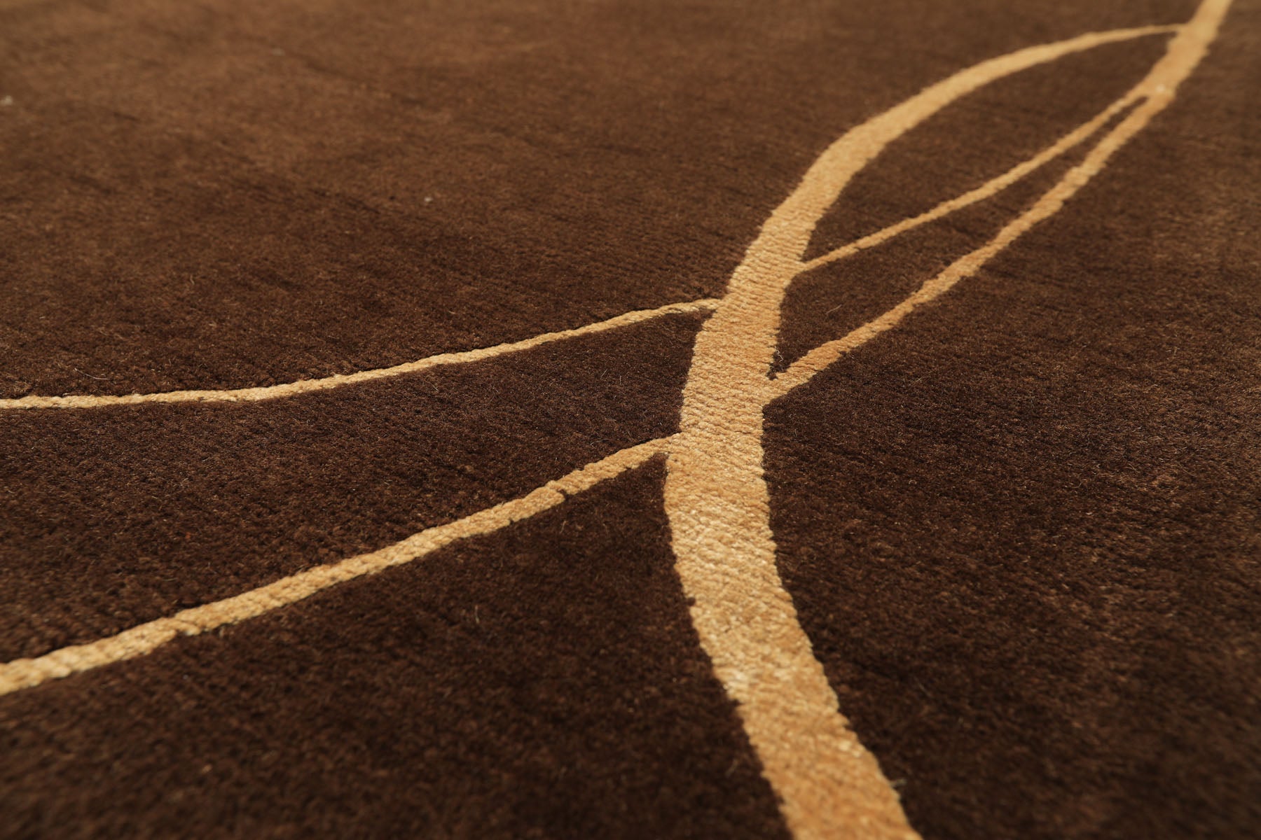 8x10 Brown, Gold, Color Hand Knotted Tibetan Wool & Pure Silk Modern & Contemporay Oriental Rug