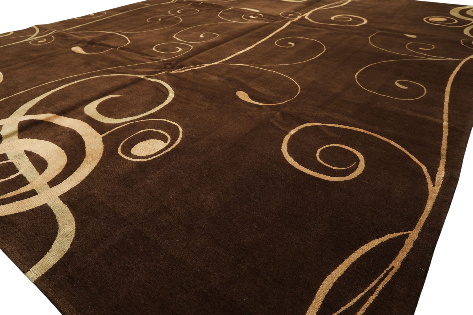 8x10 Brown, Gold, Color Hand Knotted Tibetan Wool & Pure Silk Modern & Contemporay Oriental Rug