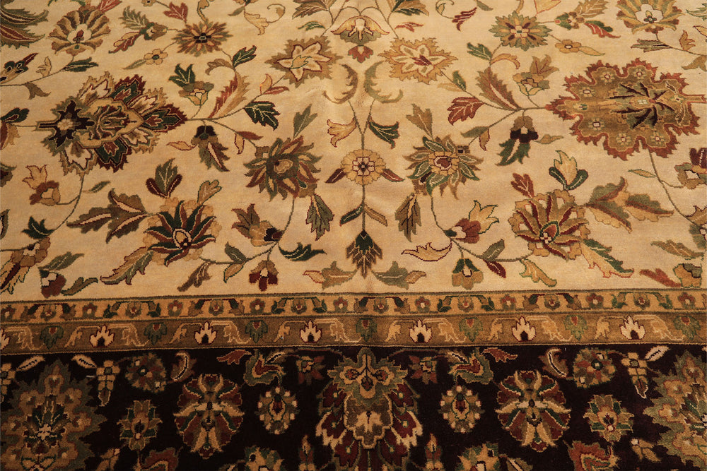 12x18 Beige, Maroon, Sage Color Hand Knotted Agra Wool Traditional Oriental Rug