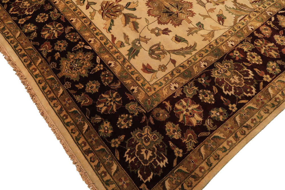 12x18 Beige, Maroon, Sage Color Hand Knotted Agra Wool Traditional Oriental Rug
