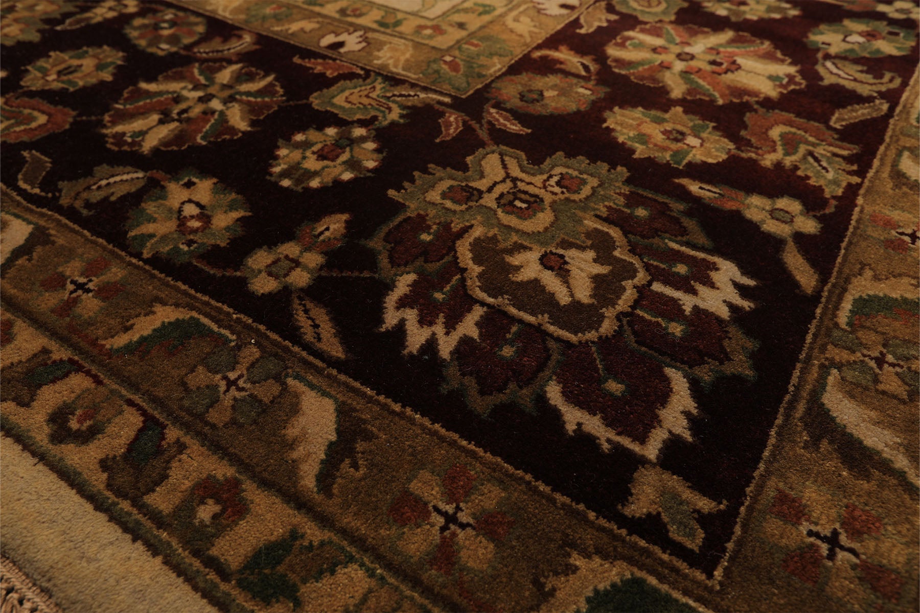 12x18 Beige, Maroon, Sage Color Hand Knotted Agra Wool Traditional Oriental Rug
