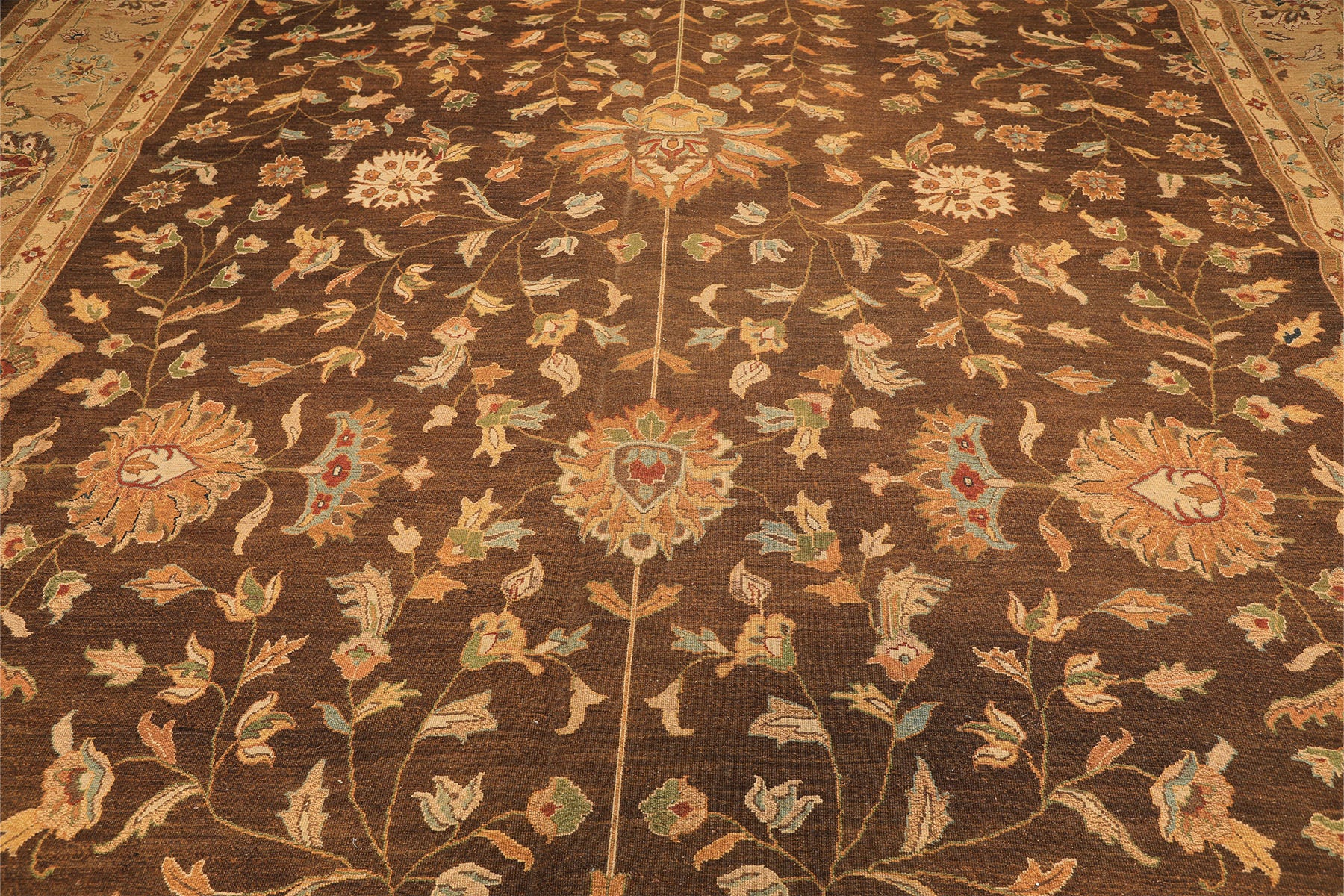 12x18 Brown, Tan, Gold Color Hand Knotted Soumak Wool Traditional Oriental Rug