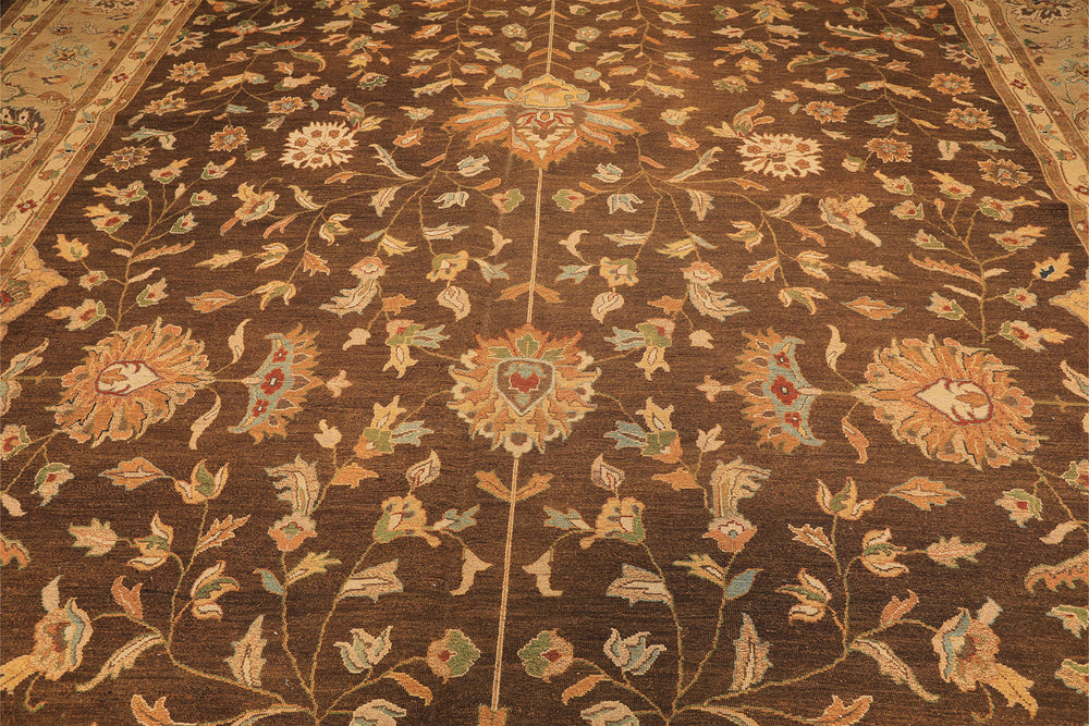 12x18 Brown, Tan, Gold Color Hand Knotted Soumak Wool Traditional Oriental Rug