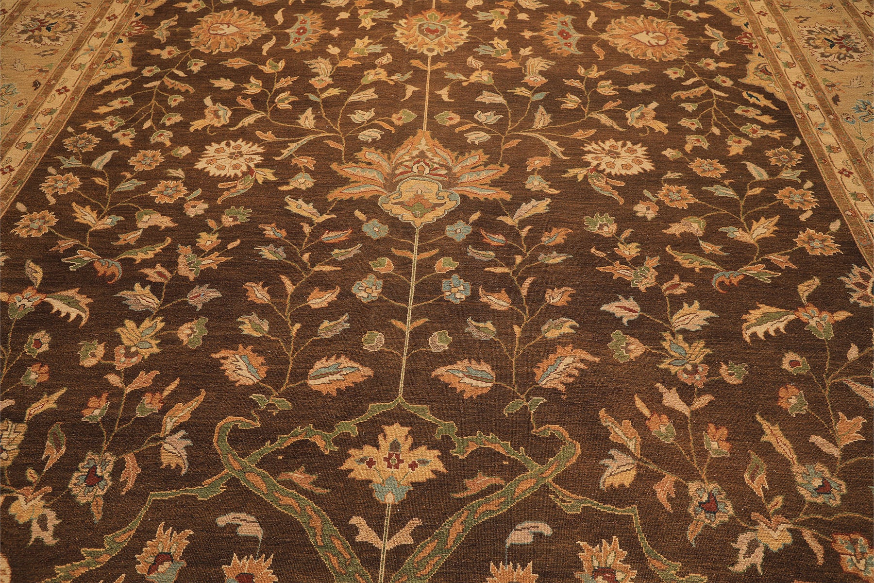 12x18 Brown, Tan, Gold Color Hand Knotted Soumak Wool Traditional Oriental Rug