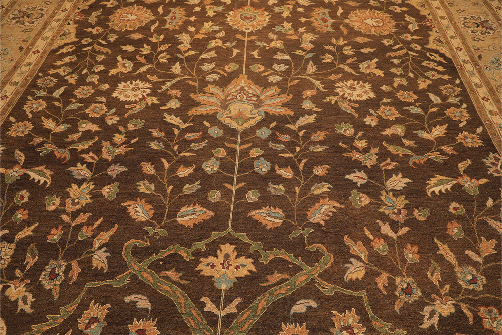 12x18 Brown, Tan, Gold Color Hand Knotted Soumak Wool Traditional Oriental Rug