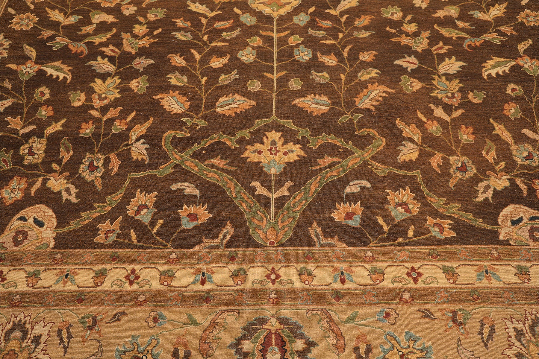12x18 Brown, Tan, Gold Color Hand Knotted Soumak Wool Traditional Oriental Rug