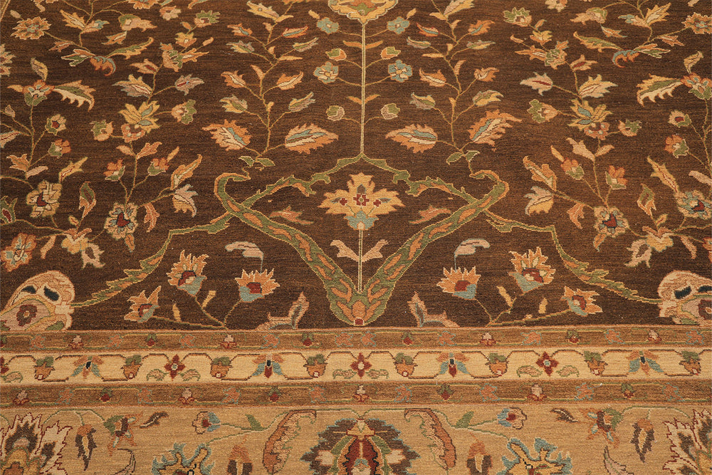 12x18 Brown, Tan, Gold Color Hand Knotted Soumak Wool Traditional Oriental Rug