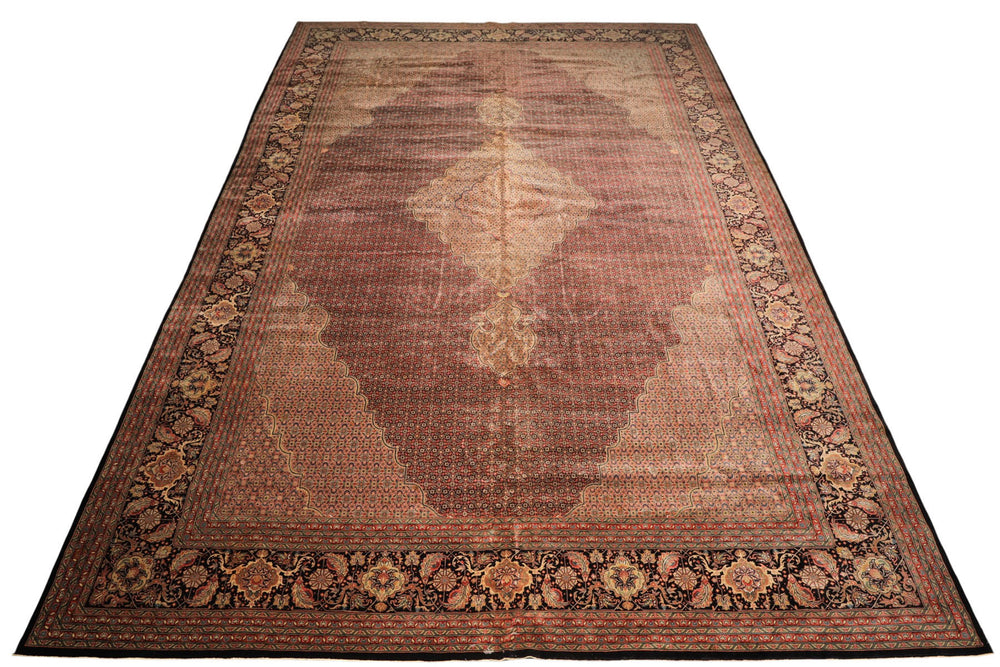 12x18 Black, Rust, Rose Color Hand Knotted Sino Persian Wool & Silk Traditional Oriental Rug