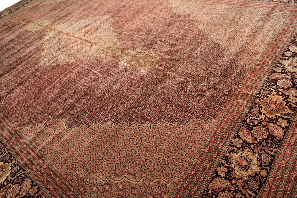 12x18 Black, Rust, Rose Color Hand Knotted Sino Persian Wool & Silk Traditional Oriental Rug