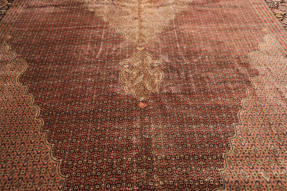 12x18 Black, Rust, Rose Color Hand Knotted Sino Persian Wool & Silk Traditional Oriental Rug
