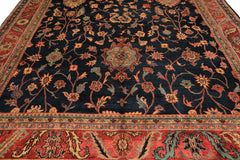 12x18 Navy, Rose, Turquoise Color Hand Knotted Indo Oushak Wool Traditional Oriental Rug