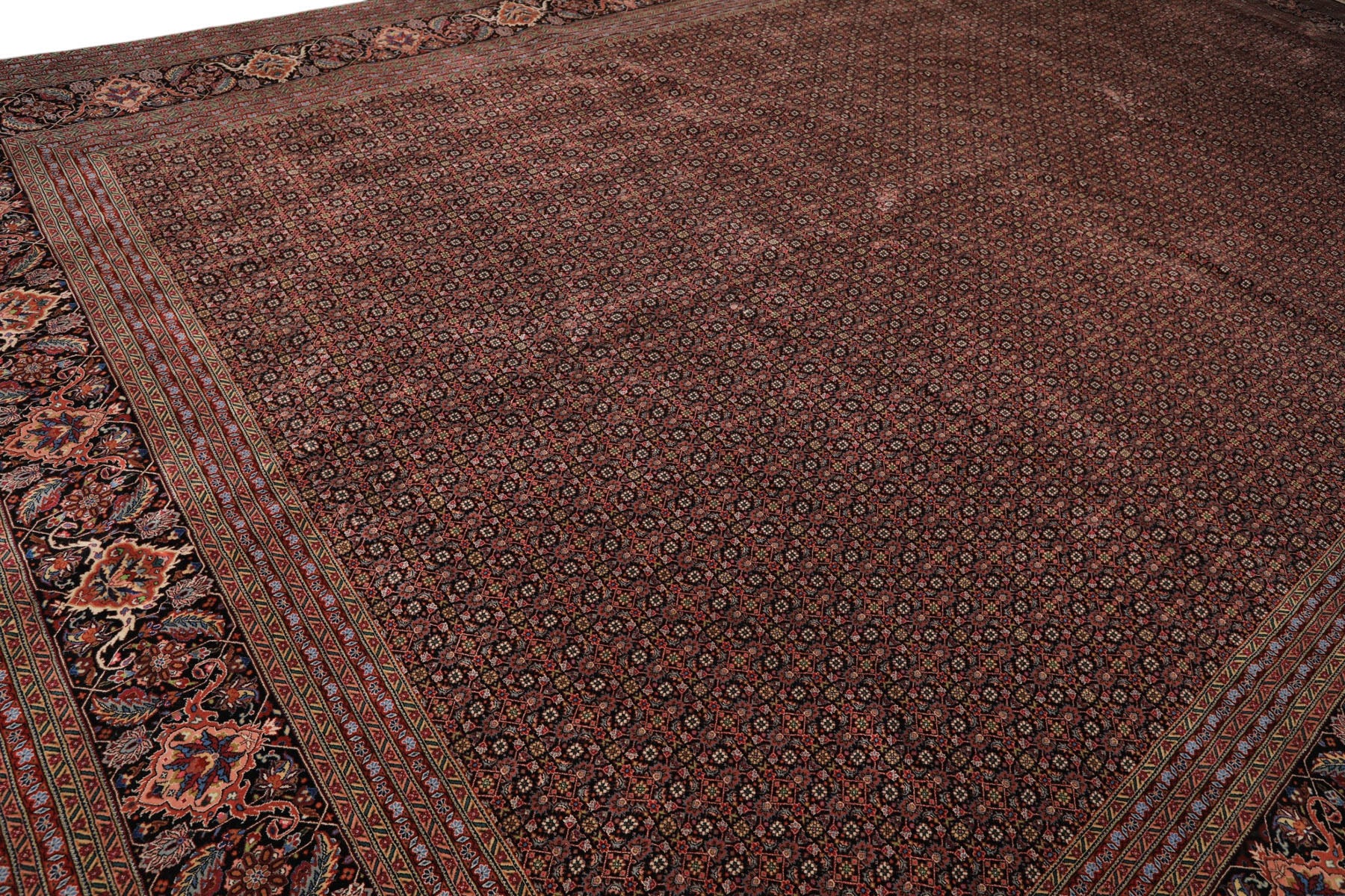 12x18 Black, Rose, Red Color Hand Knotted Sino Persian Wool & Silk Traditional Oriental Rug