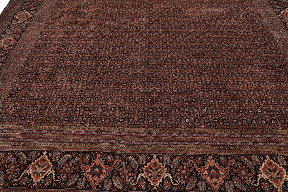 12x18 Black, Rose, Red Color Hand Knotted Sino Persian Wool & Silk Traditional Oriental Rug