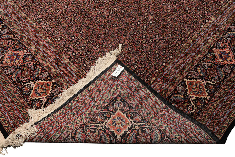 12x18 Black, Rose, Red Color Hand Knotted Sino Persian Wool & Silk Traditional Oriental Rug