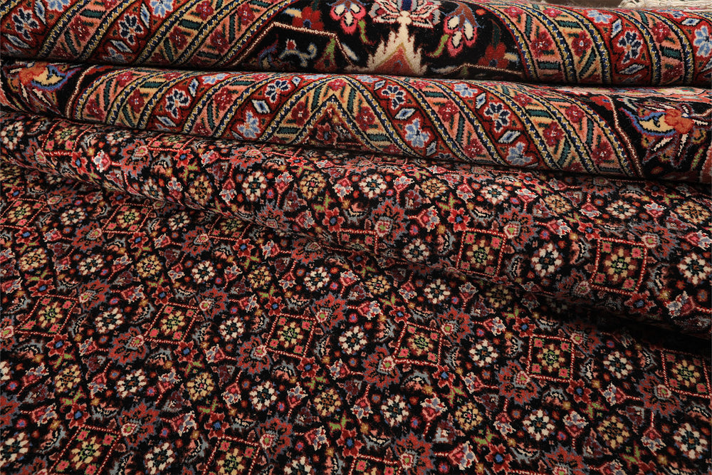 12x18 Black, Rose, Red Color Hand Knotted Sino Persian Wool & Silk Traditional Oriental Rug