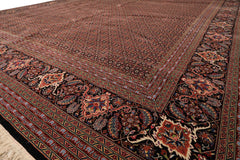 12x18 Black, Rose, Red Color Hand Knotted Sino Persian Wool & Silk Traditional Oriental Rug