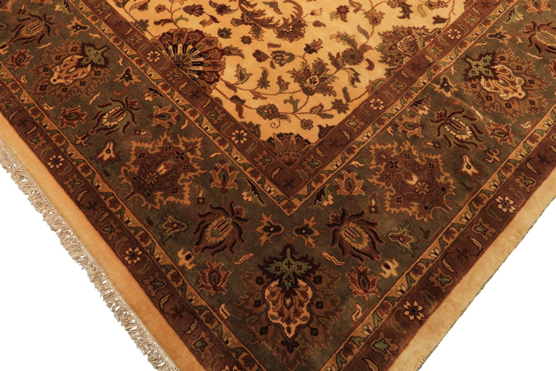 12x18 Ivory, Sage, Rust Color Hand Knotted Agra New Zealand Wool Traditional Oriental Rug