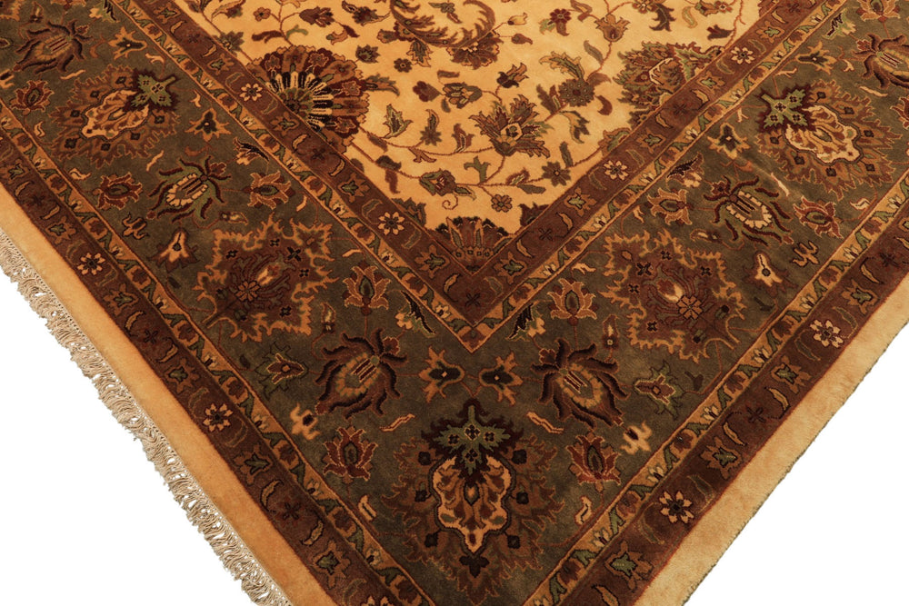 12x18 Ivory, Sage, Rust Color Hand Knotted Agra New Zealand Wool Traditional Oriental Rug
