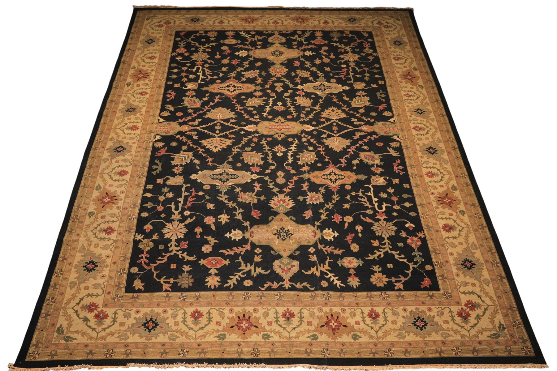 12x18 Charcoal, Beige, Sage Color Hand Knotted Soumak Wool Traditional Oriental Rug